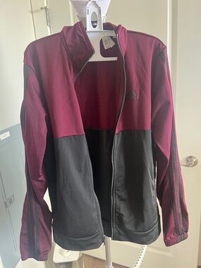 adidas Maroon and Black Full-Zip Track Jacket